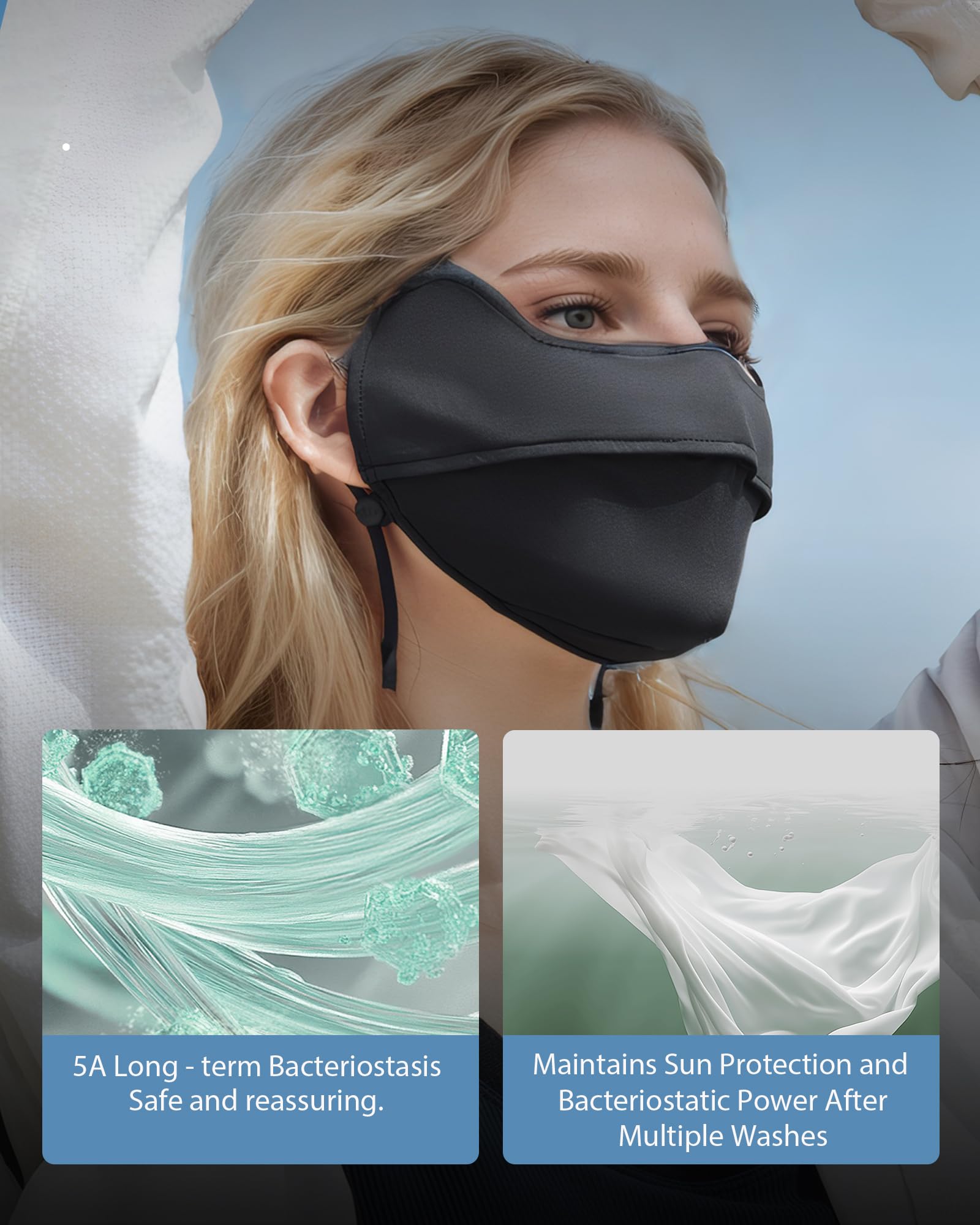 BENEUNDER UV Sun Protection Face Cover/Neck Gaiter Scarf UPF50+ Breathable Cooling for Summer Outdoor Activities Reusable - Image 5